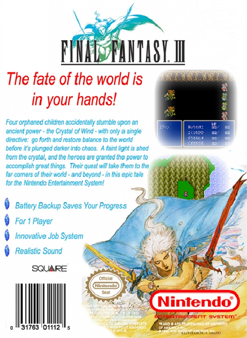Final Fantasy III box art for Famicom